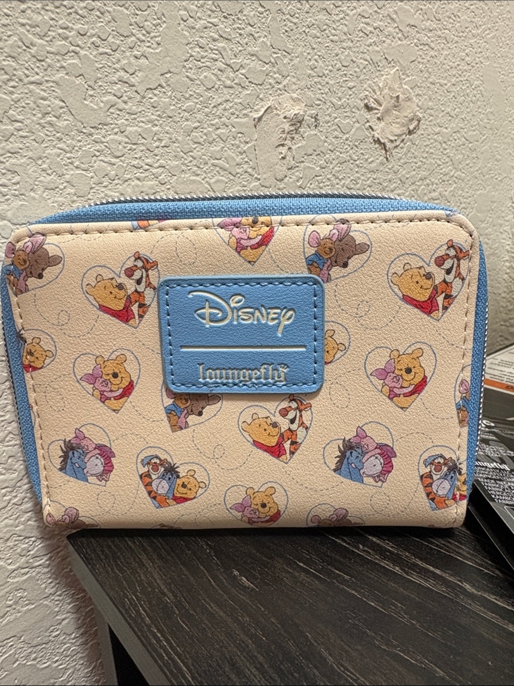 Loungefly Disney Winnie the Pooh Pastel Hearts Zip Wallet - Blue Trim